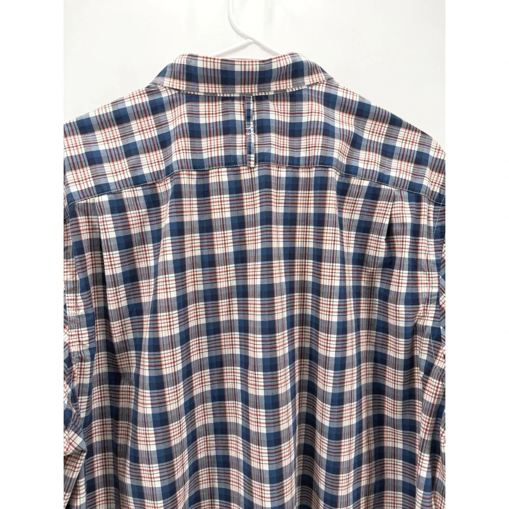 Banana Republic Camden Fit Blue Red Plaid Shirt Preppy Cotton Office Men XL EUC